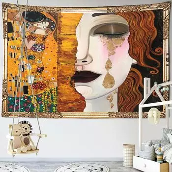 Половина лица плачущая женщина гобелен настенный индийский богемный психоделический тайский стиль фон для гостиной ткань декор для спальни 95x70CM