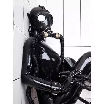 Половина лица, силикагель, противогаз, фетиш, латексный дыхательный мешок, резиновая трубка, аксессуар, модный головной убор SM Conquer, удушающий головной убор, косплей One Size зелёный