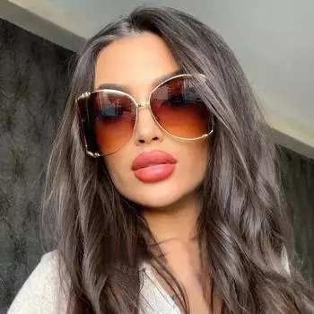 Половина оправы, квадратные солнцезащитные очки большого размера Y2K, женские металлические оправы с квадратным жемчугом, модные солнцезащитные очки в полой оправе, женские градиентные оттенки