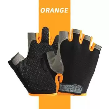 Половина пальца, уличные велосипедные противоскользящие, против пота, мужские и женские перчатки с половиной пальца, дышащие противоударные спортивные перчатки S оранжевый