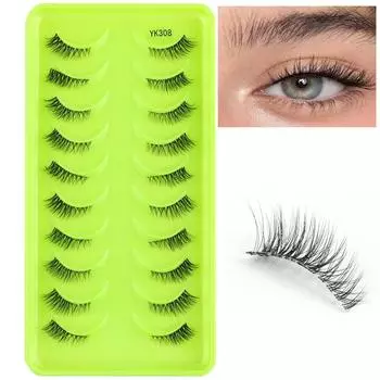 Половинные ресницы, 3/10 пар, наращивание ресниц, натуральные мягкие кошачьи глаза, ежедневные накладные ресницы, длинные тонкие 3D норковые ресницы, макияж