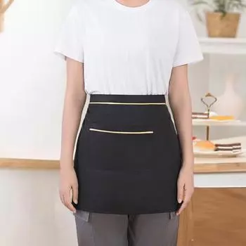 Половинный фартук официанта, водонепроницаемый маслостойкий, большие карманы, регулируемый ремень, мужской, женский, кухонный, шеф-повар, кафе, ресторан, пекарня, цветочный магазин, рабочий фартук для бариста красный