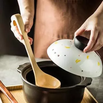 Половник для супа, большая деревянная ложка для супа, длинная ручка, кухонный половник, сервировочная ложка для супа, каши, соуса, деревянная посуда