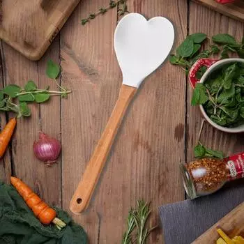 Половник для супа Легко мыть Подвесное отверстие в форме сердца Практичная домашняя ложка для риса для дома белый