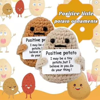 Положительная энергия Карманный Карманный Обнимашка Карманный Милый Мини Забавный Вязаный Картофель С Открыткой Для Послания Детские Игрушки Домашнее Рождественское Украшение Подарок 1PC