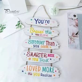 Положительное утверждение настенная вывеска деревянная позитивная цитата вешалка на входную дверь детская игровая комната гостиная спальня образовательное настенное искусство поощрение wood