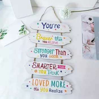 Положительное утверждение настенная вывеска деревянная позитивная цитата вешалка для входной двери детская игровая комната гостиная спальня образовательный настенный художественный знак wood