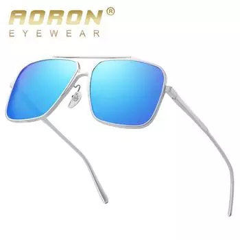 Поляризационные солнцезащитные очки AORON с цветной пленкой, очки в металлической оправе для мужчин и женщин