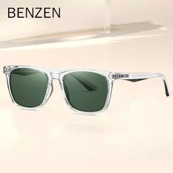 Поляризационные солнцезащитные очки BENZEN для мужчин и женщин, прямоугольные, сверхлегкие, в оправе TR G15, очки с антибликовым покрытием для вождения, 9721 чёрный