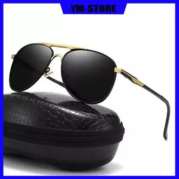 Поляризационные солнцезащитные очки Мужские солнцезащитные очки с защитой от ультрафиолета Очки в большой оправе Зеркальные поляризованные солнцезащитные очки Женские с защитой от ультрафиолета Классическое зеркало-жаба Модное вождение чёрный