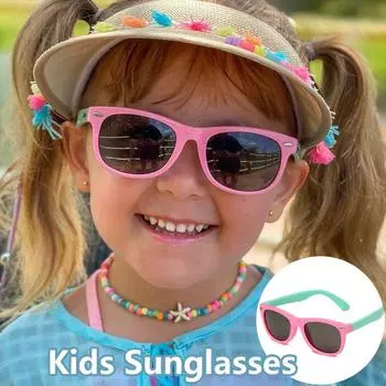 Поляризованные детские солнцезащитные очки в круглой оправе, силиконовые гибкие защитные детские солнцезащитные очки, модные солнцезащитные очки для мальчиков и девочек, UV400