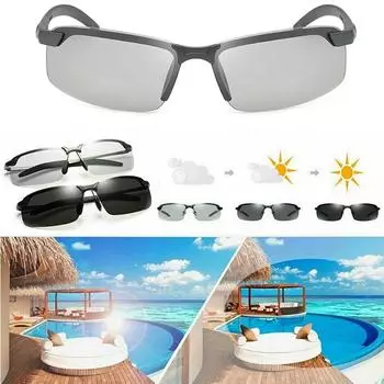 Поляризованные фотохромные прямоугольные солнцезащитные очки для вождения, очки для рыбалки, ретро UV400, повседневные унисекс, ручная работа Black Frame серый