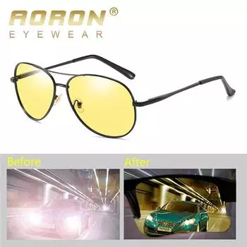 Поляризованные солнцезащитные очки AORON ночного видения, классический дизайн, очки для спорта на открытом воздухе, рыбалки, вождения для мужчин чёрный