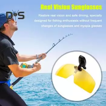 Поляризованные солнцезащитные очки-клипсы для мужчин и женщин, без оправы, откидные, цельные, защитные линзы, очки с защитой от ультрафиолета для рыбалки, велоспорта, вождения, бега, скалолазания чёрный