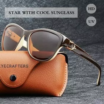 Поляризованные солнцезащитные очки «кошачий глаз», женские винтажные солнцезащитные очки, женские очки для вождения чёрный