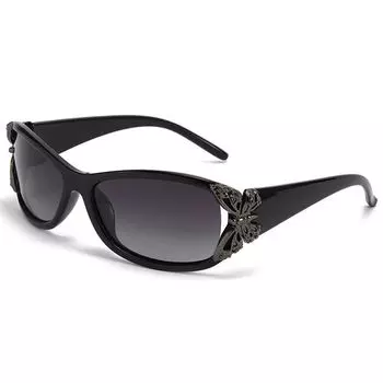 Поляризованные солнцезащитные очки с запахом и бабочкой, винтажные спортивные солнцезащитные очки Y2K оттенков для женщин чёрный