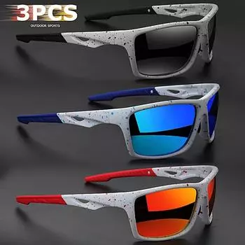 Поляризованные спортивные солнцезащитные очки в винтажном стиле с линзами, меняющими цвет, с широкой оправой из поликарбоната и линзами переменного тока, идеально подходят для активного отдыха, вождения, пешего туризма142 3PC Black+photochromic+Yellow