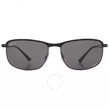 Поляризованные темно-серые прямоугольные солнцезащитные очки унисекс Ray Ban Chromance RB3671CH 186 K8 60
