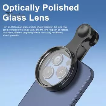 Поляризованный объектив для камеры телефона, вращающаяся конструкция, простая установка, профессиональный универсальный зажим для крепления объектива камеры телефона чёрный