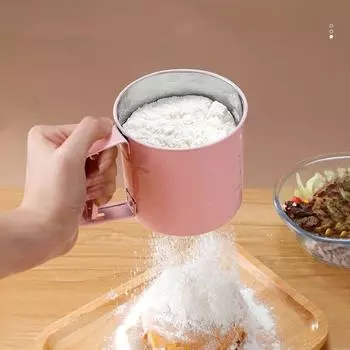 Полуавтоматический просеиватель для муки, бытовой кухонный инструмент для выпечки, ручной фильтр из нержавеющей стали для сахарной пудры и муки светло-зеленый