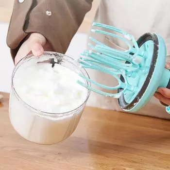 Полуавтоматический ручной венчик для взбивания яиц для кухни, кафе, пекарни, прочный венчик для взбивания сливок, стержень для перемешивания, машина для вспенивания яичного белка с противоскользящей подушкой зелёный