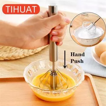 Полуавтоматический венчик для взбивания из нержавеющей стали белый