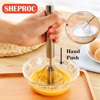 Полуавтоматический венчик для взбивания из нержавеющей стали, простой в использовании белый