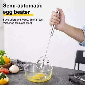 Полуавтоматический венчик для взбивания яиц из нержавеющей стали, ручной вращающийся венчик для приготовления пищи, кухонный домашний многофункциональный ручной блендер для яичного и молочного теста S
