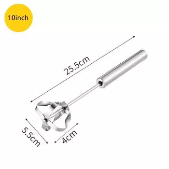 Полуавтоматический венчик из нержавеющей стали, 2025 Расширенный Утолщенный Венчик для яиц Ручной Нажим, Универсальный Ручной Нажим Миксер Мешалка Инструмент S серебряный