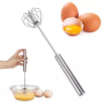 Полуавтоматический венчик из нержавеющей стали для взбивания яиц, антипригарный ручной миксер, инструмент для приготовления пищи, кухни, дома, ручной вращающийся 12