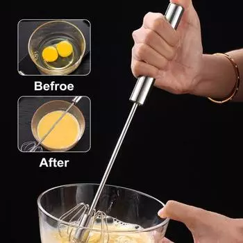 Полуавтоматический венчик из нержавеющей стали, венчик для яиц, ручной толкатель, роторный миксер для яиц, блендер, ручная мешалка для яиц, инструмент, кухонные принадлежности S