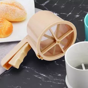 Полуавтоматическое сито для муки, дуршлаг, мелкоячеистый фильтр, легко чистящаяся чашка, перколятор для муки, сито для выпечки, сахарное сито белый