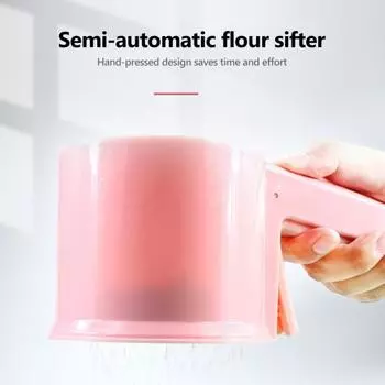 Полуавтоматическое сито для муки, дуршлаг, мелкоячеистый фильтр, легко чистящаяся чашка, перколятор для муки, сито для выпечки, сахарное сито белый