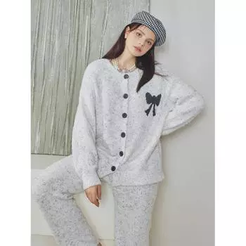 Полубархатный утолщенный мультяшный принт, милая повседневная цветная марлевая домашняя одежда, удобный комплект из двух предметов One Size белый