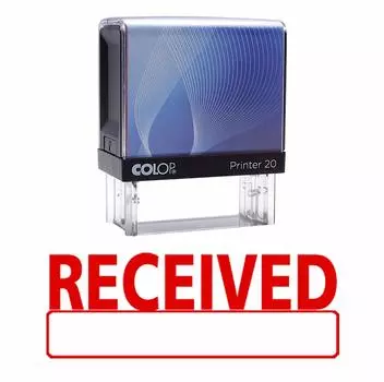 ПОЛУЧЕНО Самоклеящаяся печать Красными чернилами Офисный стол Изготовленная на заказ резиновая печать Colop 14 mm x 38 mm OR 9 / 16 X 11 / 2 Inches красный