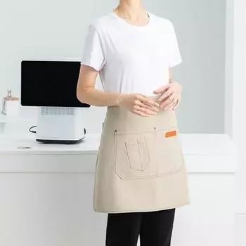 Полуфартук для мужчин и женщин, дышащий кухонный фартук с карманами, стильный дизайн юбки, короткий фартук официанта, универсальный аксессуар для костюма повара темно-оранжевого