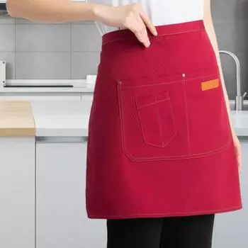 Полуфартук для мужчин и женщин, дышащий кухонный фартук с карманами, стильная юбка темно-оранжевого