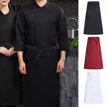 Полуфартук с карманами для официанта, повара, унисекс, униформа, бистро, кафе, фартук, профессиональный кухонный фартук для приготовления пищи, выпечки чёрный