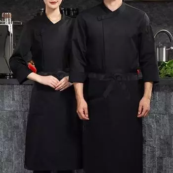 Полуфартук с карманами для официанта, повара, унисекс, униформа, фартук для бистро, кафе чёрный