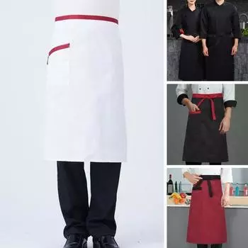 Полуфартук Водонепроницаемый поварской фартук с карманами для мужчин и женщин Регулируемый масляно-пятностойкий белый