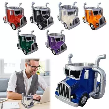 Полугрузовые кофейные кружки из нержавеющей стали в форме полугрузовика, кофейные кружки из смолы, подарки для любителей кофе и грузовиков 200-250ml фиолетовый