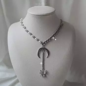 Полуколье-колье Midnight Butterfly серебряный