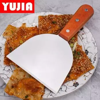 Полукруглая лопата с деревянной ручкой, посуда из нержавеющей стали, лопата, железная доска, лопата для горящего быка, лопаточка, лопатка для блинов