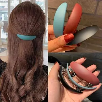 Полукруглая матовая цветная заколка для хвоста крестообразная заколка простая пружинная заколка для волос карточка чёрный