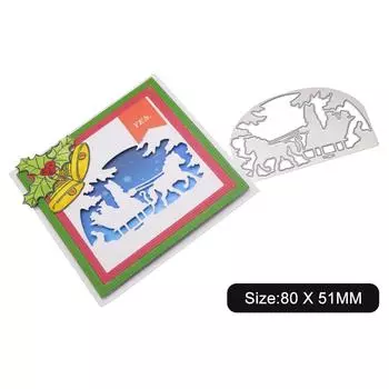 Полукруглая рамка с изображением оленя на заднем плане, металлический серебристый трафарет для тиснения, резки, штампы для скрапбукинга, изготовления открыток из бумаги серебряный