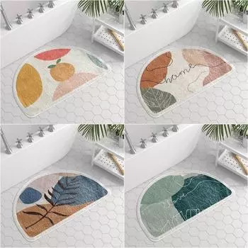 Полукруглые абстрактные художественные коврики для ванной комнаты, нескользящие коврики для душа, ванны, боковые ковры, пушистые впитывающие коврики для душа, ковры для домашнего декора 40X60cm S