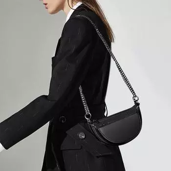 Полукруглые новые сумки через плечо из плутония для женщин, новые однотонные сумки на цепочке, сумка-седло