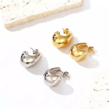 Полукруглые полые серьги из нержавеющей стали в стиле французского ретро, высококачественные женские трендовые универсальные серьги 18 карат