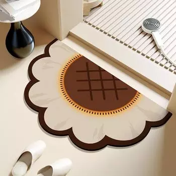 Полукруглый цветочный коврик для ванной комнаты, туалетной двери, диатомовой грязи, нескользящий, впитывающий воду, быстросохнущий, коврик для пола, туалета, кухни, для ног 40 * 60Cm