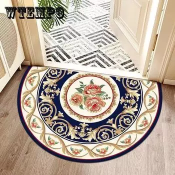 Полукруглый домашний ковер, коврик для двери, противоскользящий водопоглощающий коврик для ванной комнаты